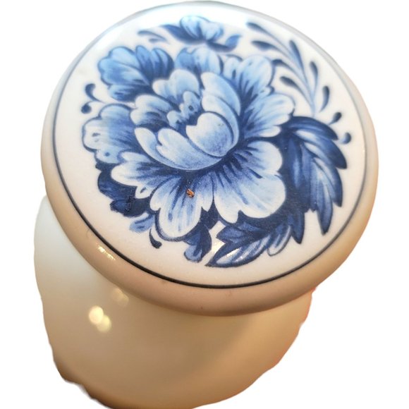 Blue and White Lidded Jar Floral Ceramic Cork Stopper DH683 - Picture 6 of 6